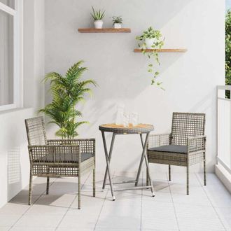 vidaXL Set Bistro da Giardino 3 pcs Grigio Poly Rattan - Vidaxl