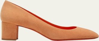 Santoni Flight Suede Block-Heel Pumps