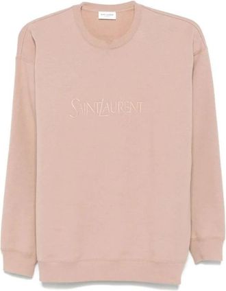 Saint Laurent Cotton Sweatshirt - Dames - Sweatshirts - Roze - S - Katoen - Hoodies & sweatvesten