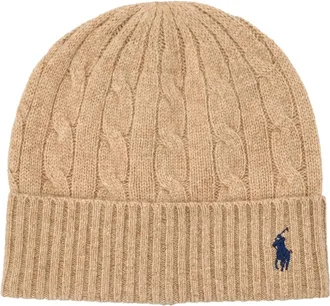 Polo Ralph Lauren Beanies, female, Brown, Size: ONE SIZE Wool Cable Beanie Pony