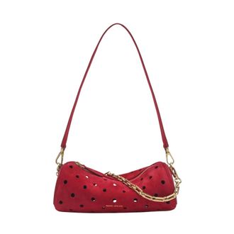 Manu Atelier Shoulder Bags, female, Red, Size: ONE SIZE Mini Cylinder Perforated
