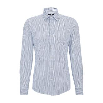 HUGO BOSS Herenoverhemd met lange mouwen en geometrisch patroon (Pastelblauw)
