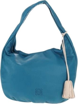Loewe Pre-owned Shoulder Bags, female, Blue, Size: ONE SIZE Pre-owned Leather Shoulder Bag