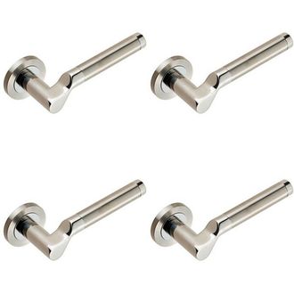 Loops 4x PAIR Cranked Round Bar Lever on Round Rose Concealed Fix Polished Satin Steel in Metallics