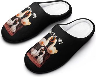 Generic Got Too Silly Goose Funny Mens Cotton Slippers Soft Non-Slip Rubber Sole House Slipper Indoor Outdoor