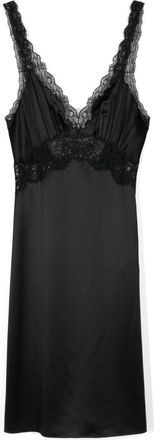 Saint Laurent lace-panel midi dress - women - Cotton/Silk/Polyamide/Viscose/Cotton - 38 - Black