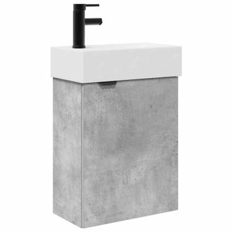 vidaXL M&oacute;dulo De Ba&ntilde;o Con Grifer&iacute;a Gris Hormig&oacute;n 45,5 X 22,5 X 84 Cm Vidaxl