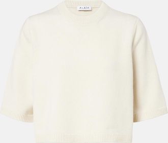 Alaia Ala&iuml;a Pullover in misto cashmere e lana cropped
