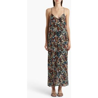 Khaite Taja Floral Silk Chiffon Slipdress in Black Multi at Nordstrom, Size Medium