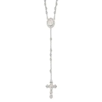 Diamond2Deal Sterling Silver Polished Rosary Necklace 18