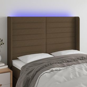 vidaXL Cabecero Con Led De Tela Marr&oacute;n Oscuro 147x16x118/128 Cm Vidaxl