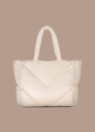 Summum Womens Quilted Leather Puffy Shoulder Bag In Cream