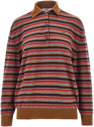 Prada Striped cashmere polo shirt Woman 36