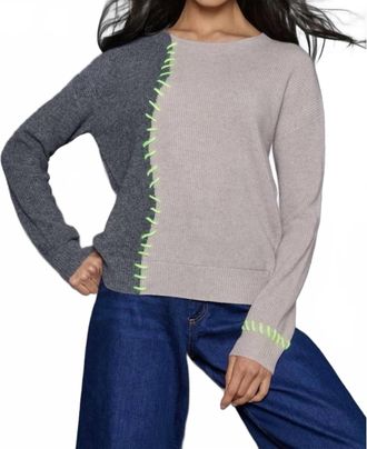 Lisa Todd Womens Two Toned Sweater In Chai/charcoal