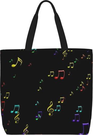 Generic Women Handbag Color Music Notes Women Beach Bag Folding Casual Ladies Purse, For Gym, Holiday, Daily, Wedding, Graduation