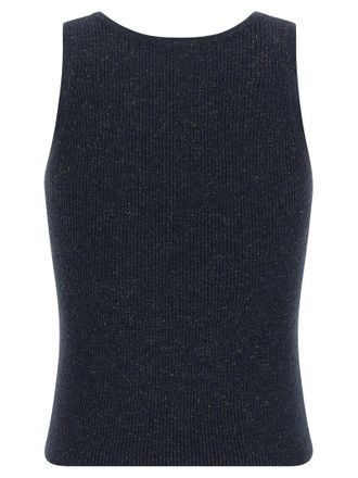 Brunello Cucinelli Womens Blue Cashmere Sleeveles T-Shirt