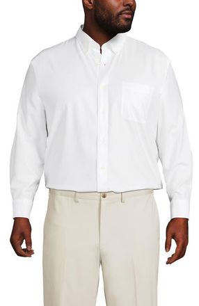 Lands End Tall No Iron Supima Cotton Oxford Dress Shirt in White at Nordstrom, Size 17.5 - 34