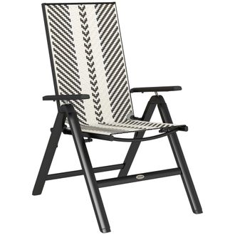 OUTSUNNY Rattan Folding Chair w/ 5-Position Adjustable Backrest - Orange | TJ Hughes