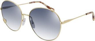 Chloé 61mm Gradient Round Sunglasses in Gold/Blue Gradient at Nordstrom