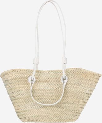 Filippo Catarzi Womens Straw Bag With Logo Natural Shoulder