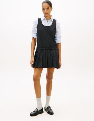 Tommy Hilfiger Womens Wool-Blend Pleated Mini Dress - Grey - 10