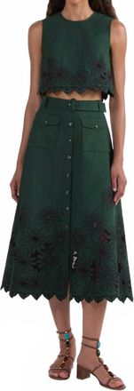 Saloni Womens Beth Crop C Top In Pine Green