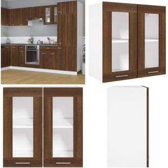 vidaXL Mobile Pensile con Vetro Lyon Rovere Marrone 60x31x60 cm - Armadio cucina - Armadio con due scomparti