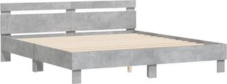vidaXL Vidaxl - Cama con cabecero madera de ingeniería gris hormigón 160x200 cm