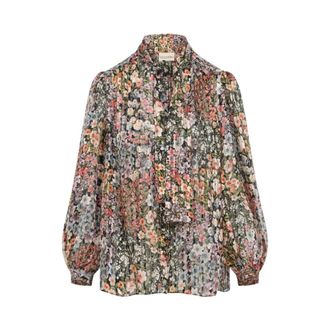 Valentino Overhemden, Dames, Veelkleurig, S, Zijden Blouse met Bloemendruk