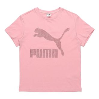 Puma (WMNS) PUMA Logo Printing Round-neck Tee Pink 530005-14
