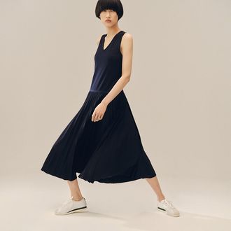 Lacoste Lange, mouwloze jurk met plooien