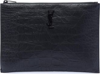 Saint Laurent Pre-owned Saint Laurent Croc Embossed Leather Monogram Document Holder TCR453249A.0617