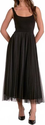 Elan Mixed Media Tulle Maxi Dress In Black