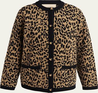 Valentino Garavani Giacca Leopard Wool Cardigan