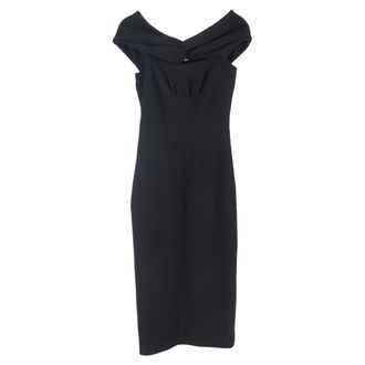 Emilia Wickstead Padma Off-Shoulder Midi Dress in Black Polyester