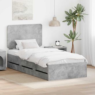 vidaXL Estructura De Cama Gris Concreto 90 X 190 Cm Madera Ingenieril Vidaxl
