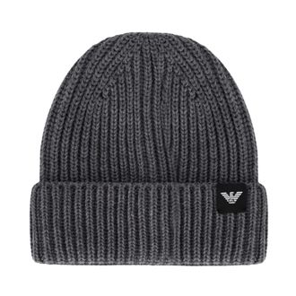 Emporio Armani Geribbelde muts - Heren - Accessoires - Grijs - Maat: M Zijde