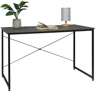 Woltu Woltu Scrivania Pc Tavolo Da Lavoro Ufficio Scaffale In Acciaio E Legno Porta Pc