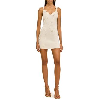 Cult Gaia Flora Appliqu&eacute; Minidress in Off White at Nordstrom, Size Medium