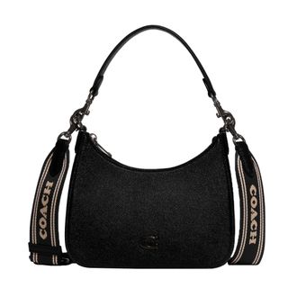 Coach Coach Hobo Crossbody in Cross Grain Leather Womens Leather Bag - Zippered Top Closure - Textile Lining Black One Size One Size, Black, One Size