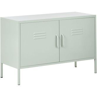 Beliani Credenza da ufficio moderna in metallo industriale con 2 ante e ripiani verde menta Uria