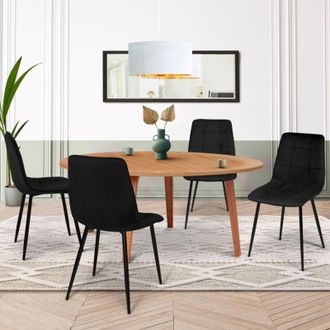 IDMarket Lote de 4 sillas de comedor MILA de terciopelo negro