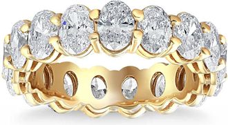 Pompeii3 6 Ct TW Oval Cut Moissanite Eternity Ring 14k Yellow Gold Womens Wedding Band