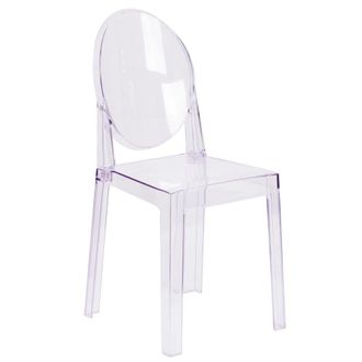 Flash Furniture Ghost Chair with Oval Back in Revna Transparent Crystal