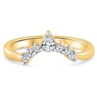 Pompeii3 1/4Ct Diamond Curved Wedding Anniversary Engagement Guard Ring Gold Lab Grown