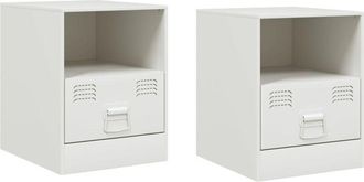 vidaXL Bedside Cabinets 2 pcs White 34.5x39x44 cm Steel Vidaxl