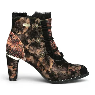 Laura Vita Laura Vita Floral Dames Victoriaanse bronzen leren enkellaarzen - Alcbaneo-130