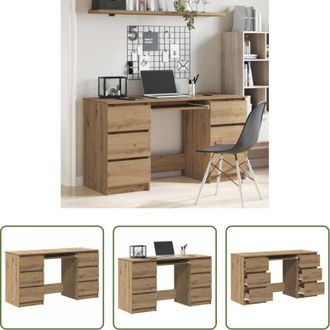 vidaXL Scrivania con cassetti - Scrivania Rovere Artigianale 140x50x77 cm in Legno Multistrato