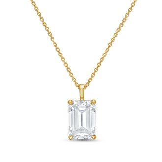 Diana M. Jewels 14kt yellow gold lab grown emerald cut diamond pendant weighing 1.00 ct on a solid bail
