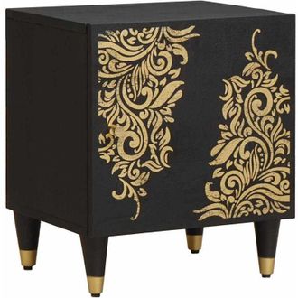 vidaXL vidaXL Comodino con porta Nero 40 x 33 x 46 cm Legno di mango massello